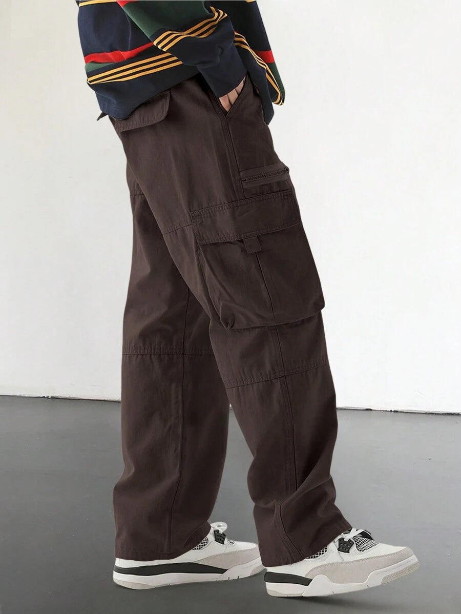 Pantalon cargo homme coupe ample avec poches rabat style décontracté