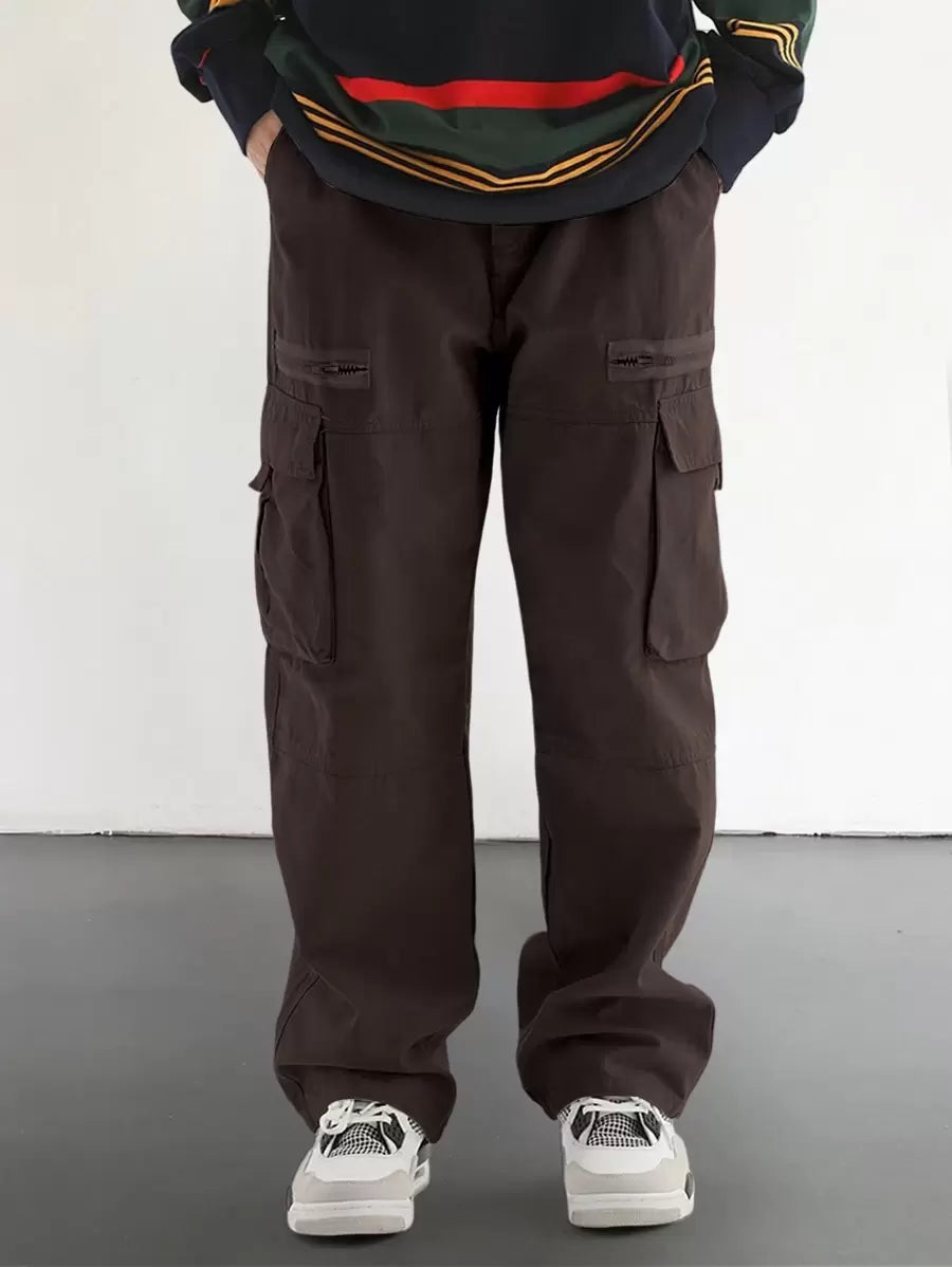Pantalon cargo homme coupe ample avec poches rabat style décontracté