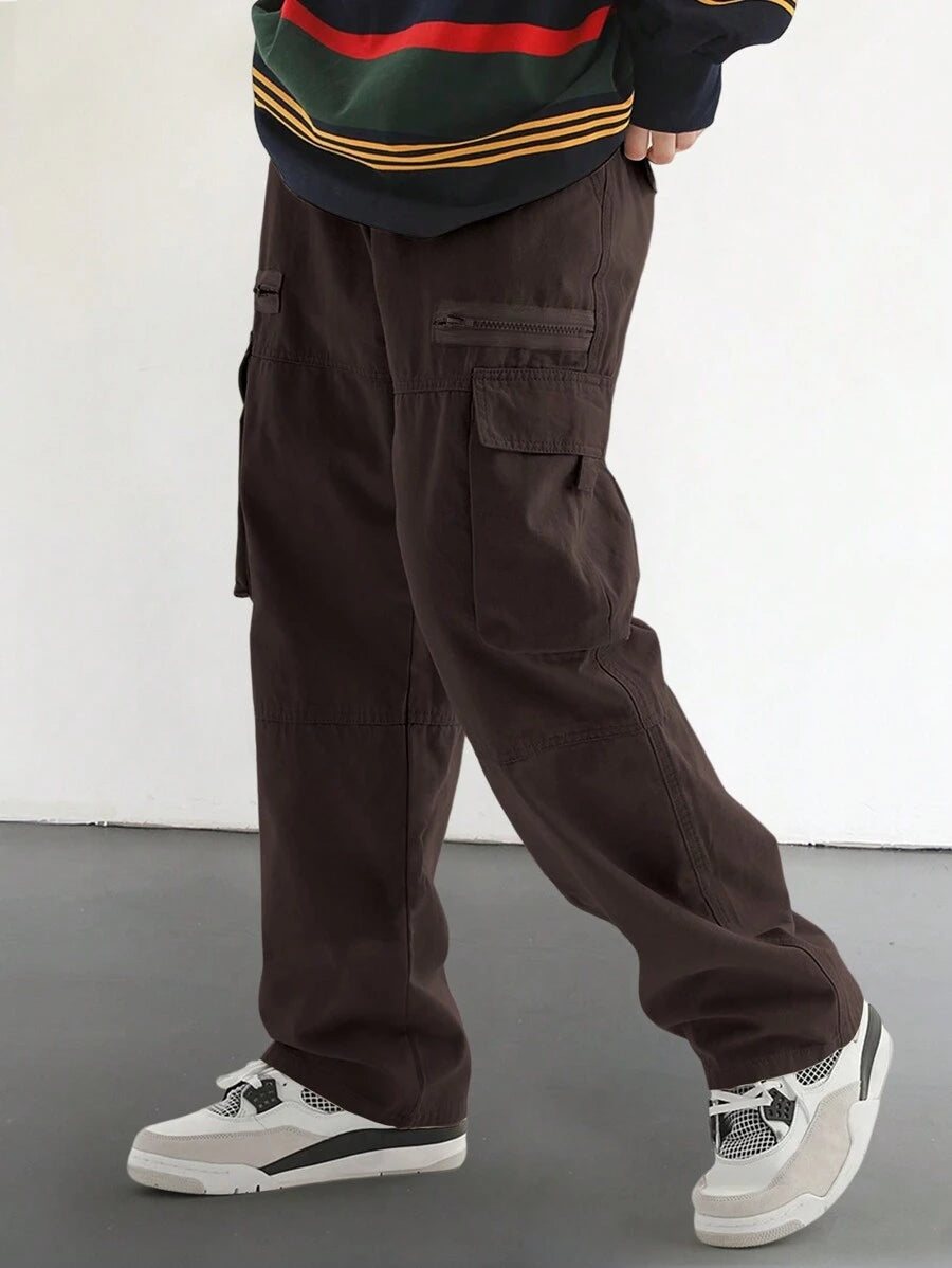 Pantalon cargo homme coupe ample avec poches rabat style décontracté