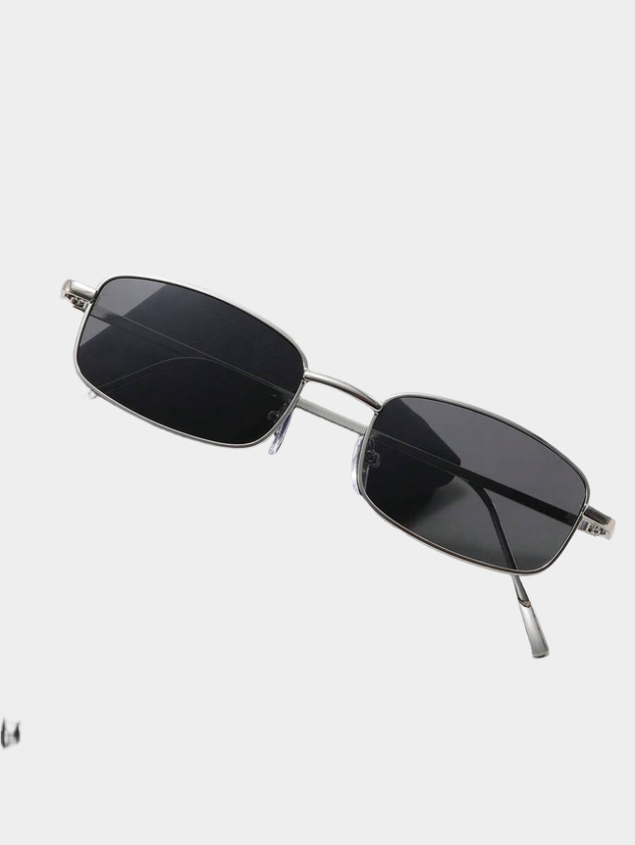 Lunettes de soleil carrées étroites de style rétro pour hommes
