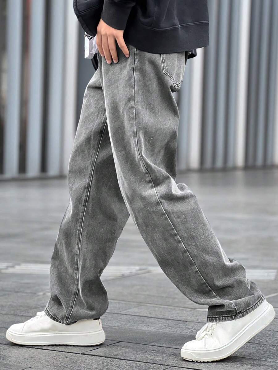 Pantalon ample droit pour homme – Denim décontracté à jambe large
