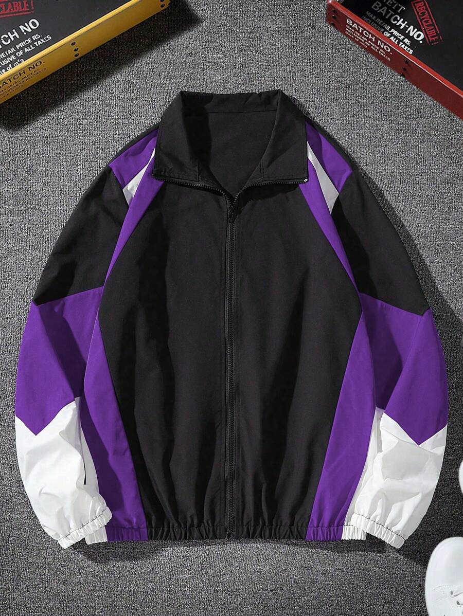 Veste coupe-vent légère avec fermeture éclair sur le devant pour homme