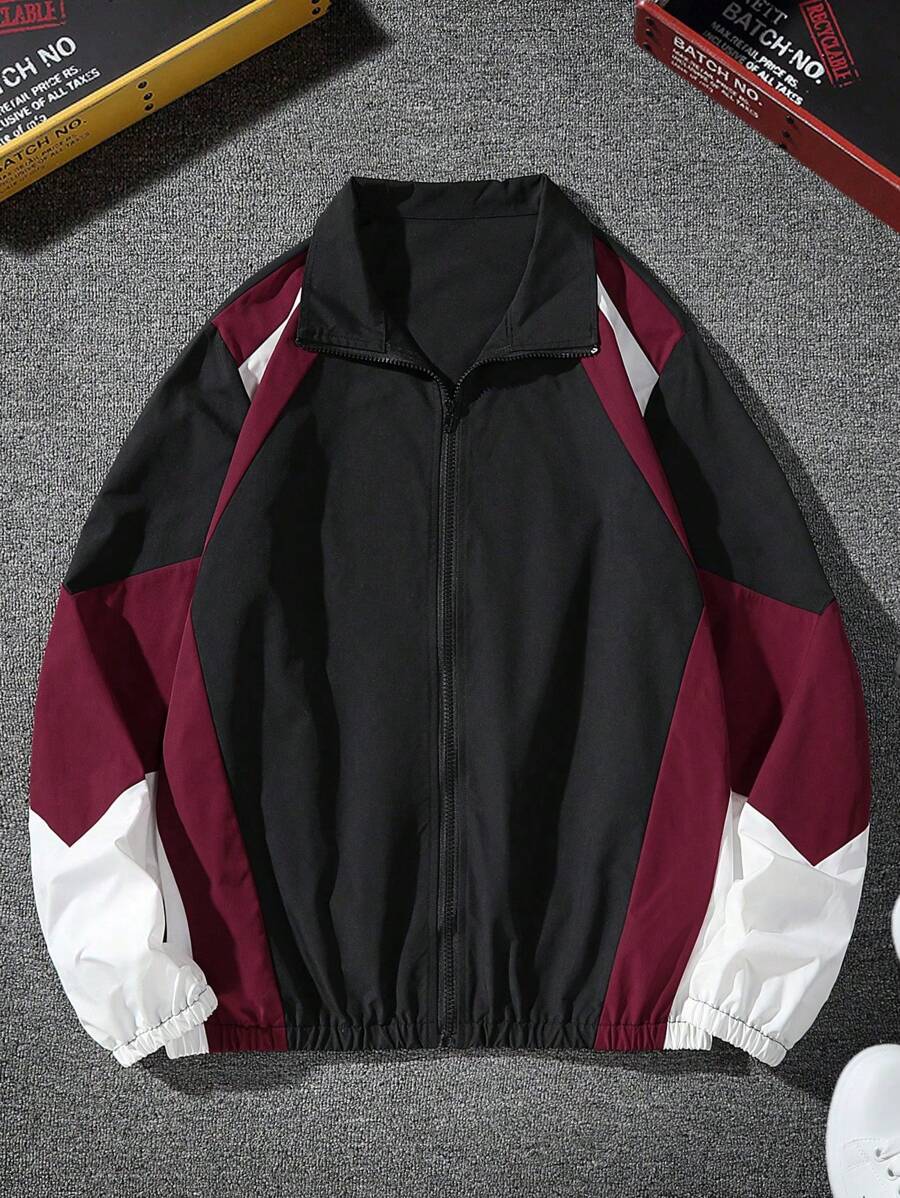Veste coupe-vent légère avec fermeture éclair sur le devant pour homme