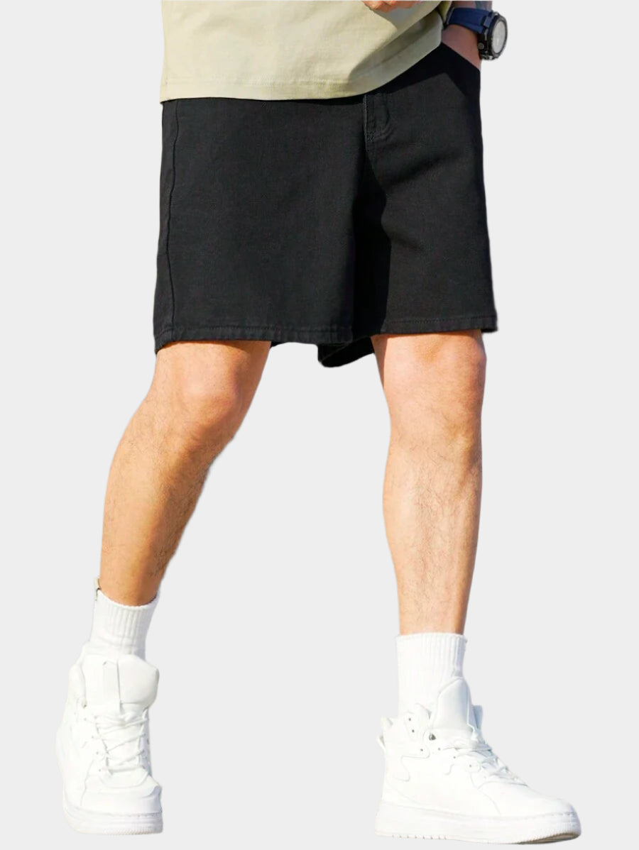 Jorts denim noirs coupe ample casual streetwear pour homme tendance