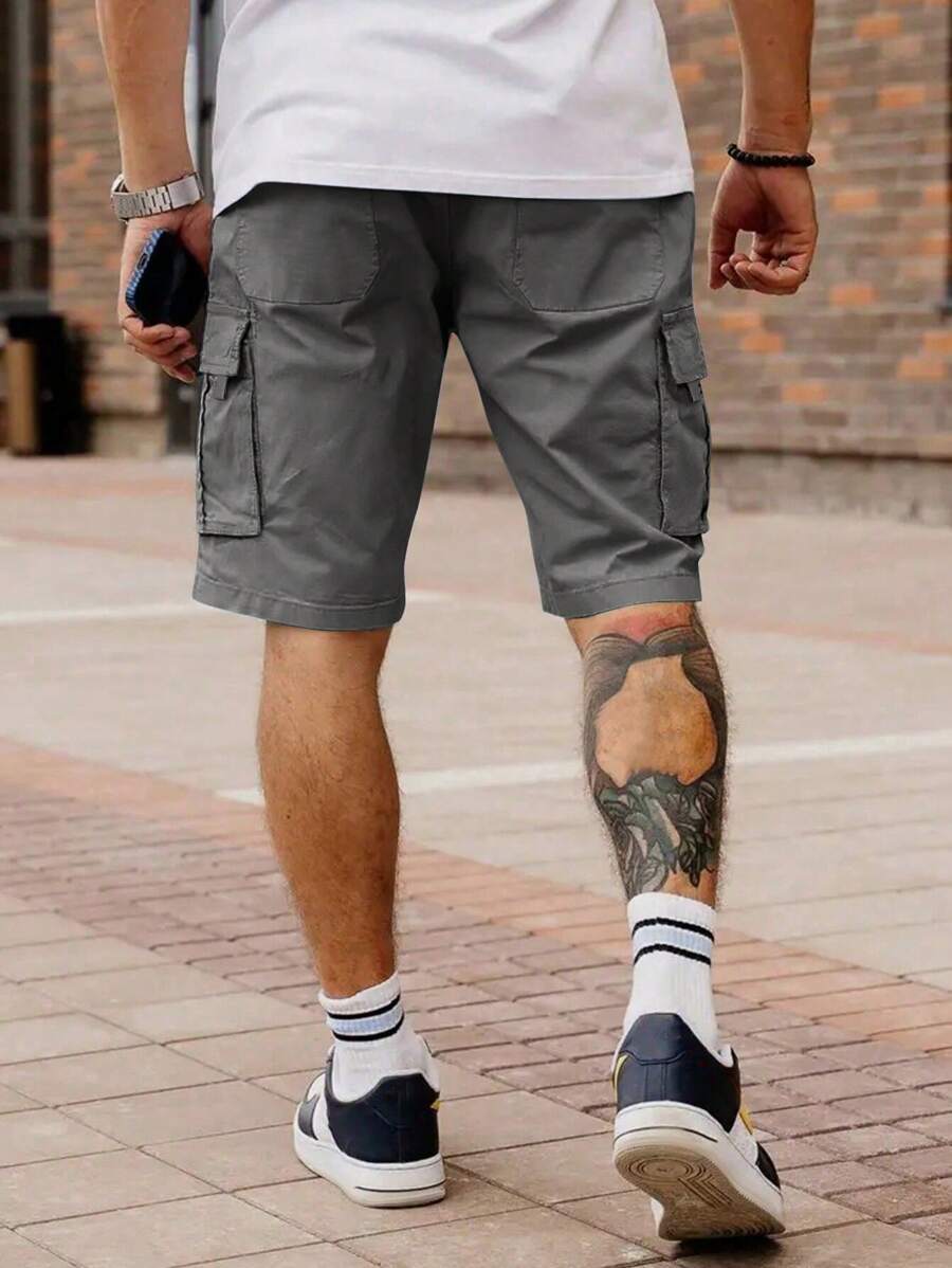 Shorts cargo pour hommes avec taille à cordon de serrage et poches latérales
