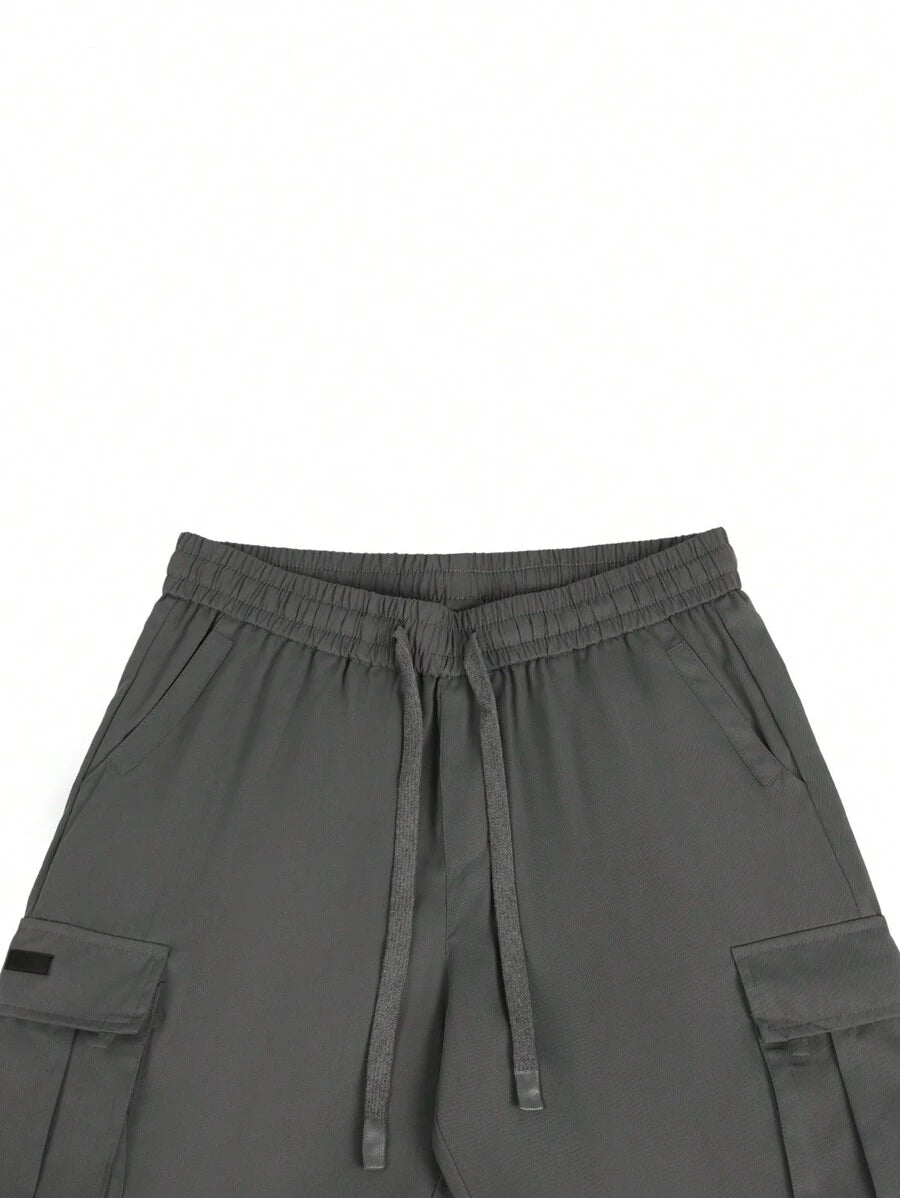 Shorts cargo pour hommes avec taille à cordon de serrage et poches latérales