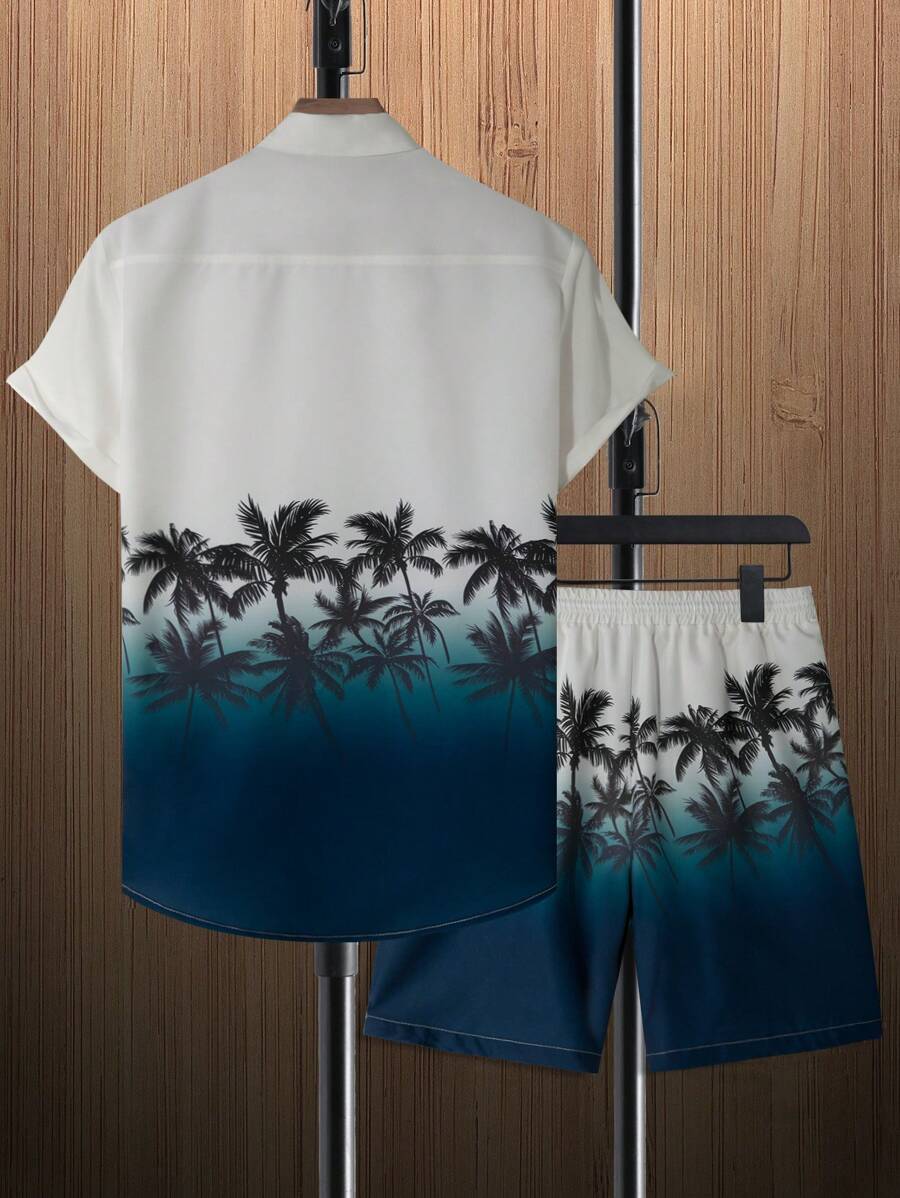 Chemise et short imprimé palmiers deux ensembles pour vacances tropicales