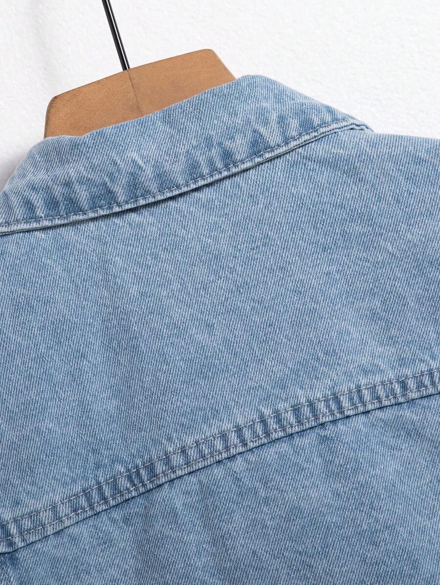 Chemise en jean classique avec poche à rabat et manches longues pour homme