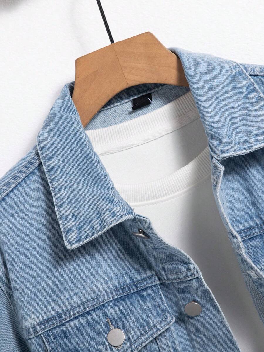 Chemise en jean classique avec poche à rabat et manches longues pour homme