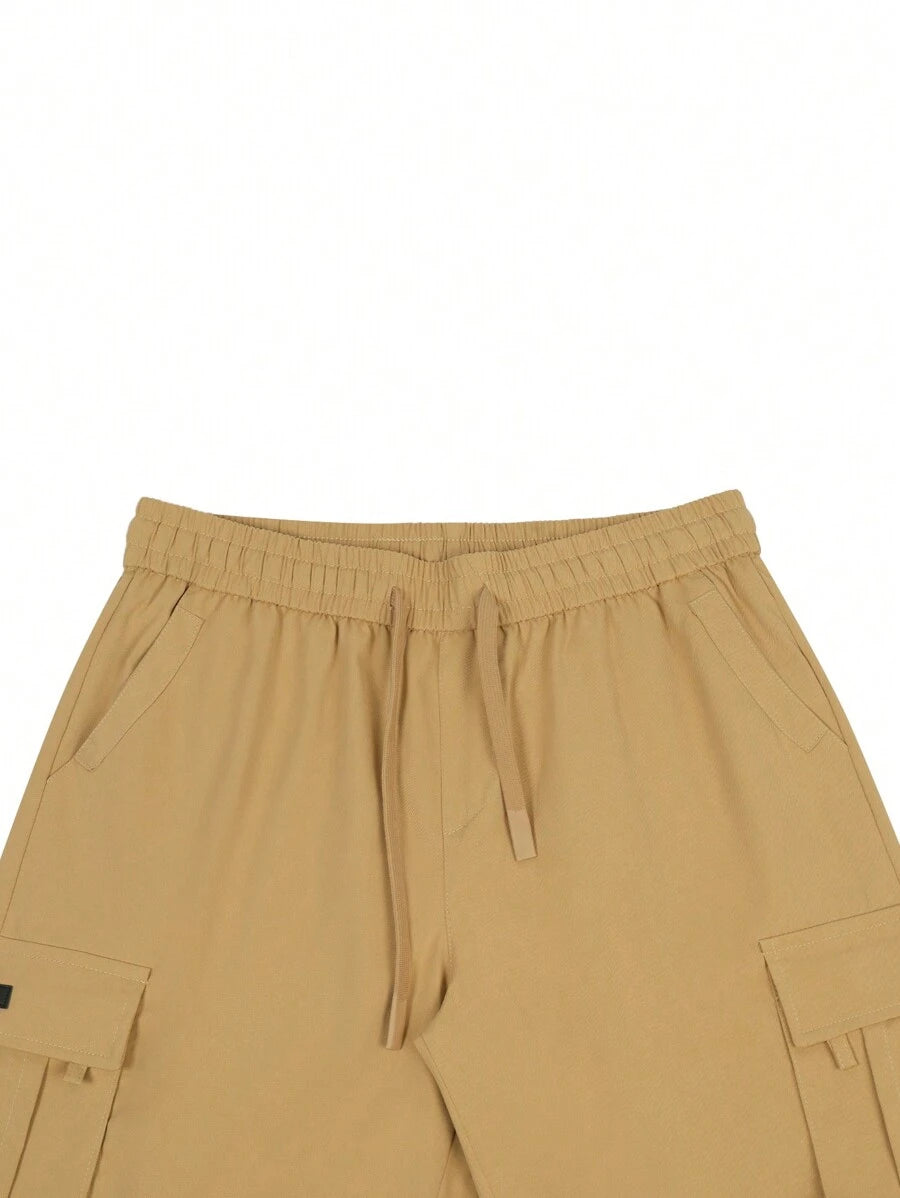 Shorts cargo pour hommes avec taille à cordon de serrage et poches latérales