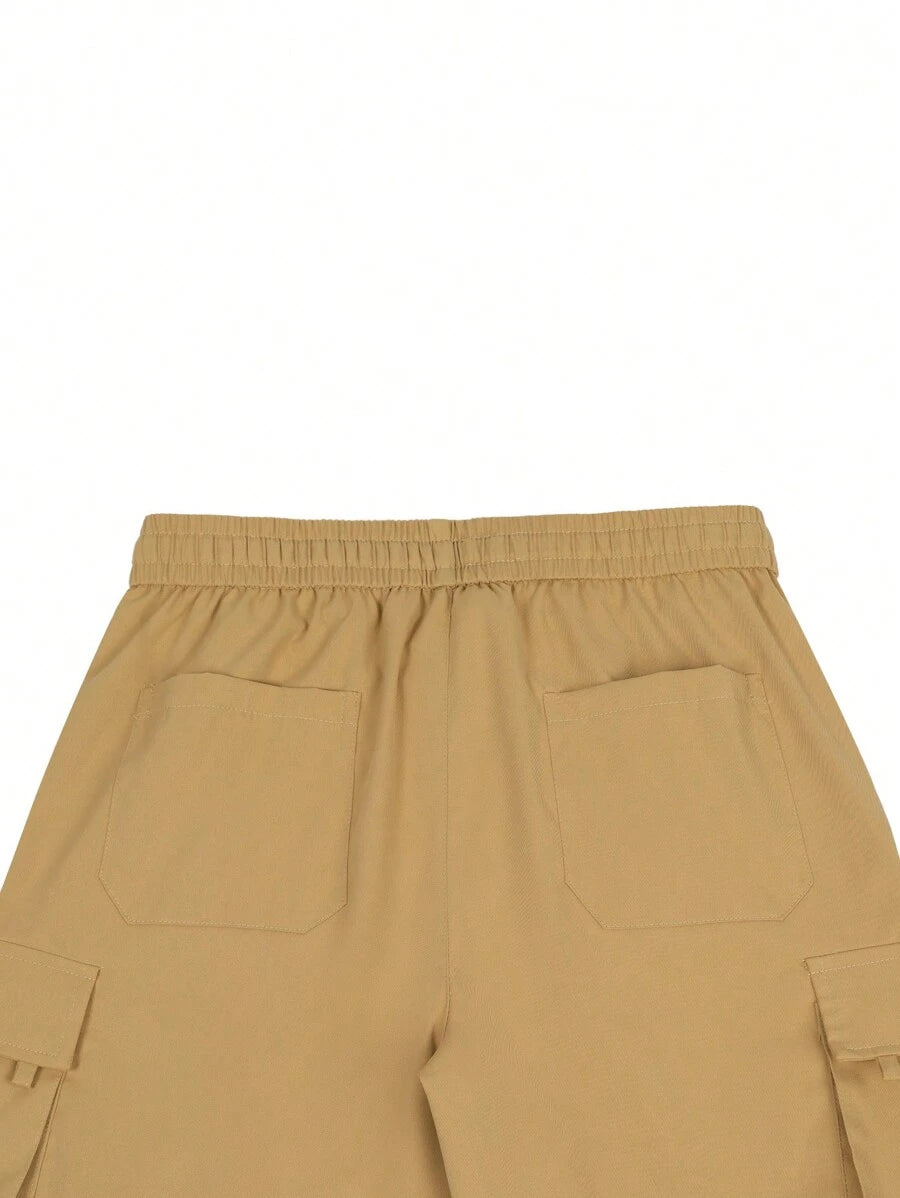 Shorts cargo pour hommes avec taille à cordon de serrage et poches latérales