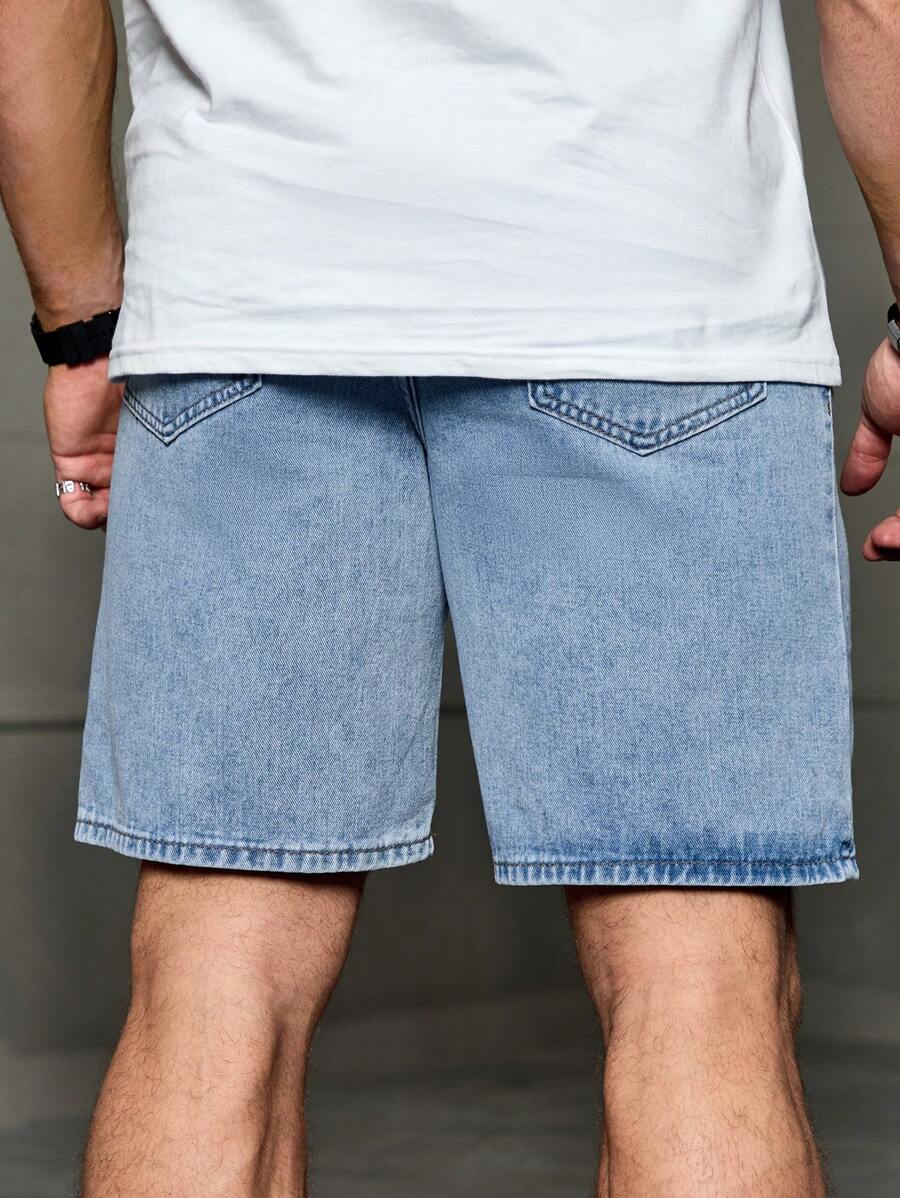 Jorts amples à jambe droite style décontracté, tendance streetwear pour hommes