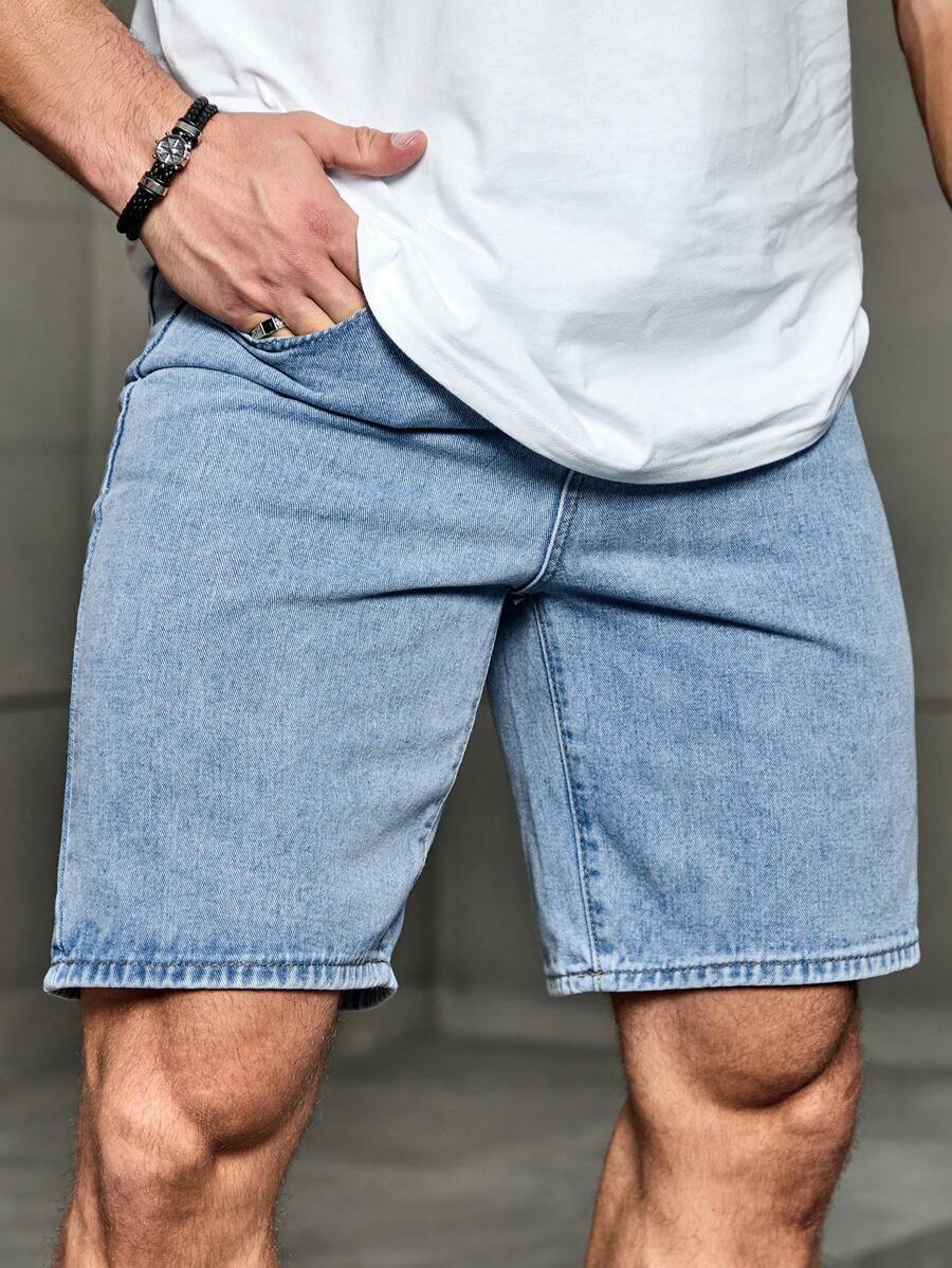 Jorts amples à jambe droite style décontracté, tendance streetwear pour hommes