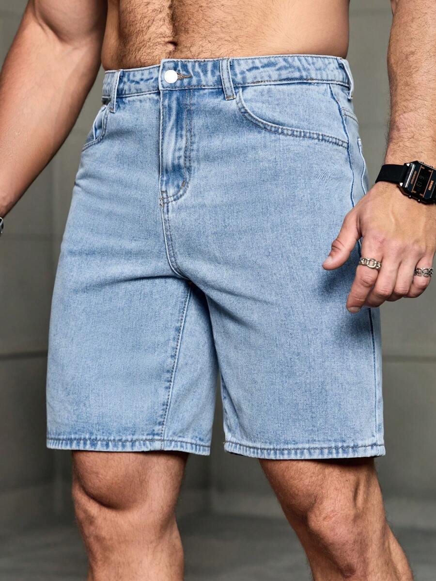 Jorts amples à jambe droite style décontracté, tendance streetwear pour hommes