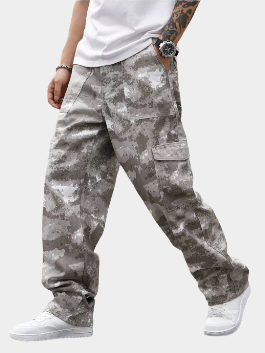 Pantalon cargo ample camouflage pour homme – Pantalon utilitaire à jambe large