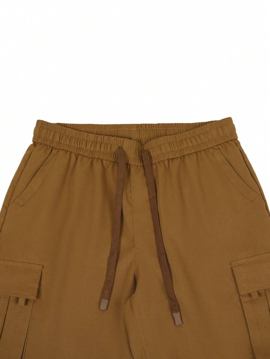 Shorts cargo pour hommes avec taille à cordon de serrage et poches latérales