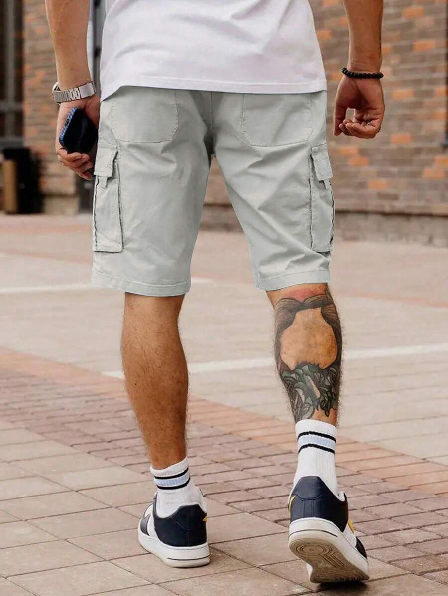 Shorts cargo pour hommes avec taille à cordon de serrage et poches latérales