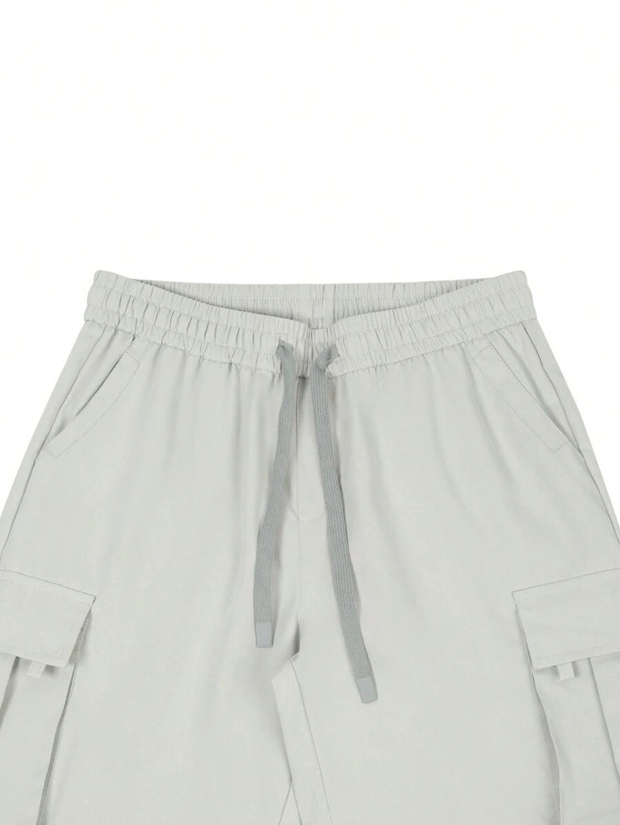 Shorts cargo pour hommes avec taille à cordon de serrage et poches latérales