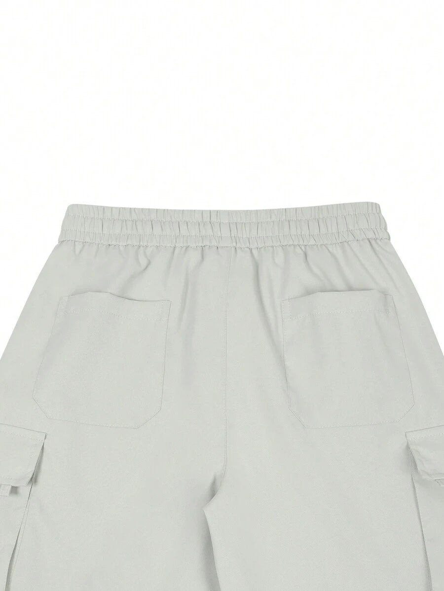 Shorts cargo pour hommes avec taille à cordon de serrage et poches latérales