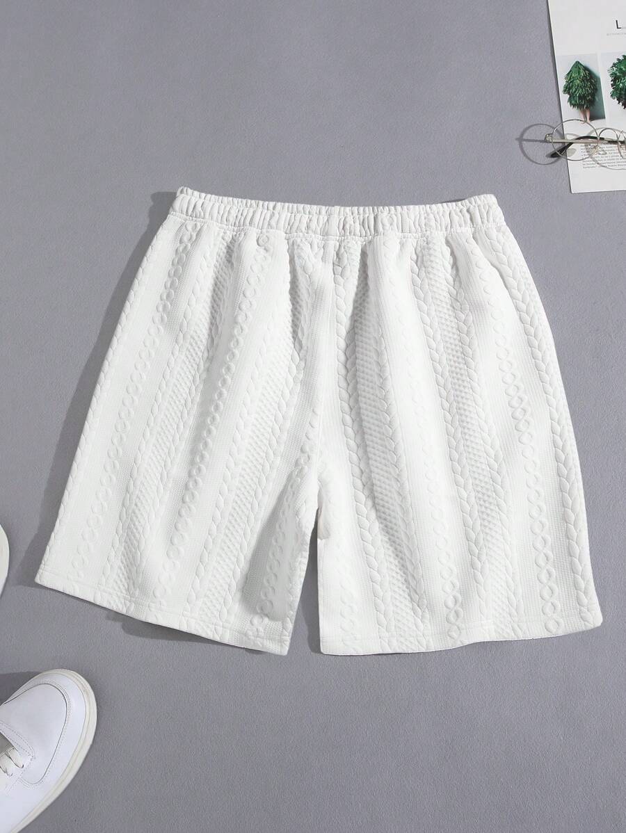 Short décontracté texturé en jacquard tendance pour la plage et le sport