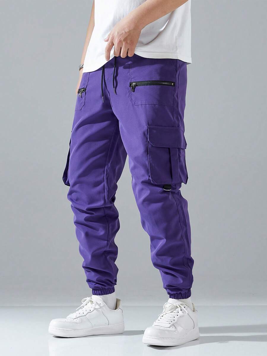 Pantalon cargo ample avec poches à rabat et cordons de serrage pour homme