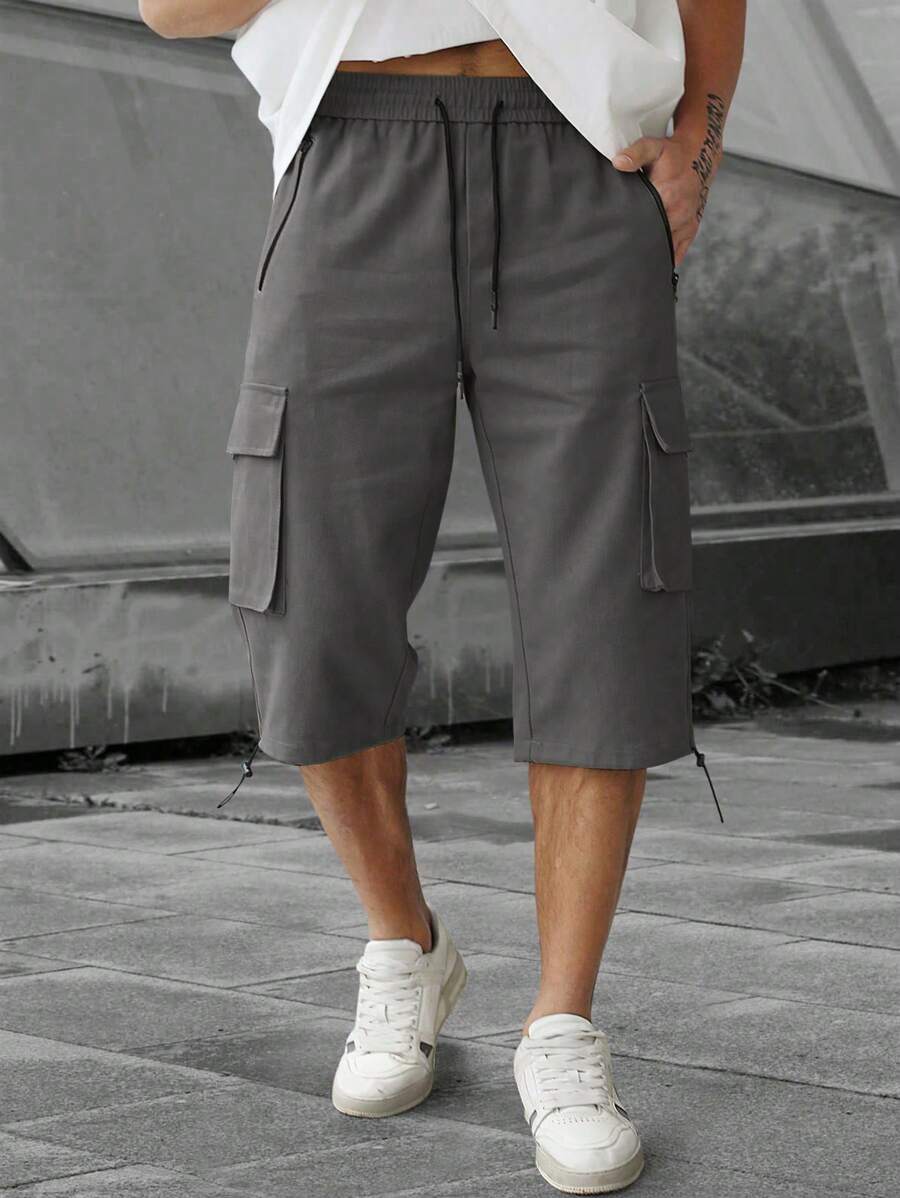 Short cargo décontracté à cordon de serrage pour homme – Utilitaire multi-poches