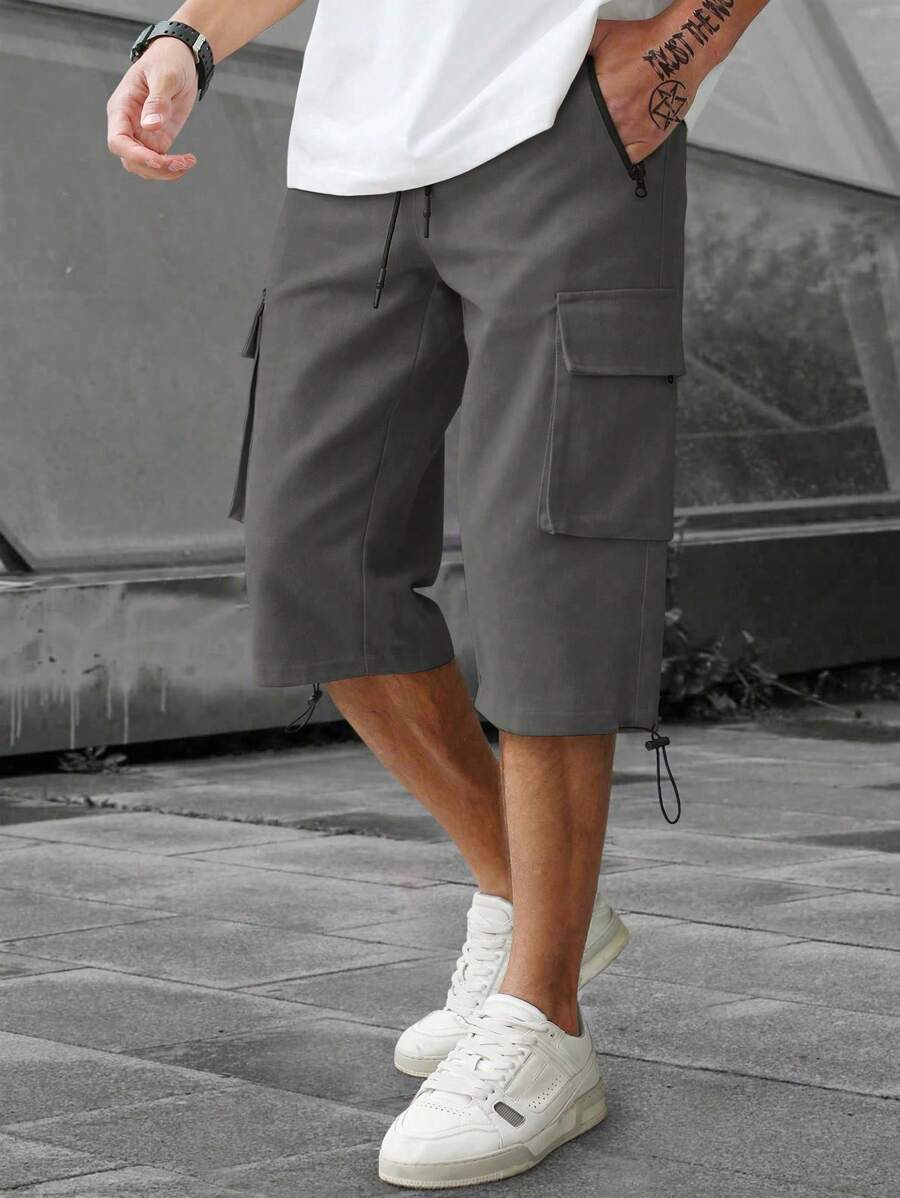 Short cargo décontracté à cordon de serrage pour homme – Utilitaire multi-poches