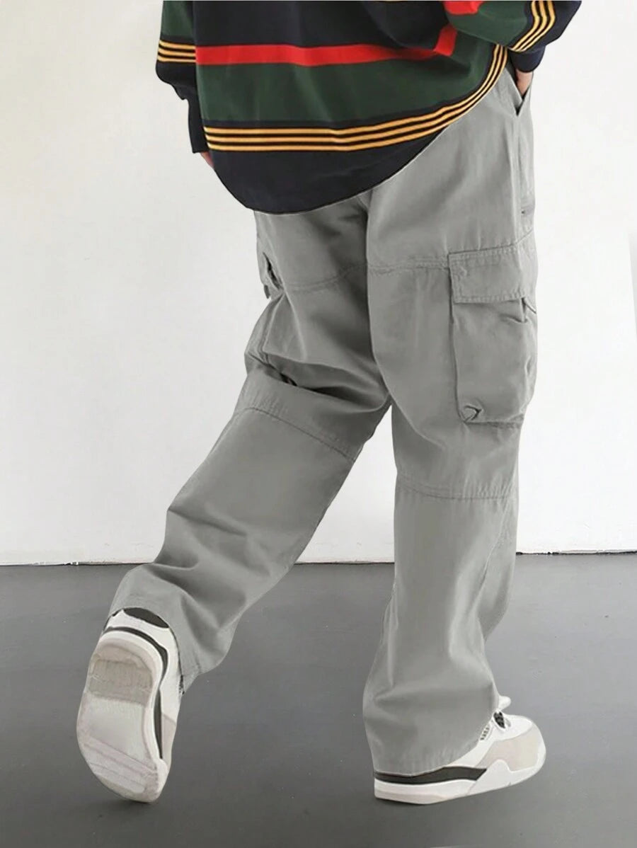 Pantalon cargo homme coupe ample avec poches rabat style décontracté