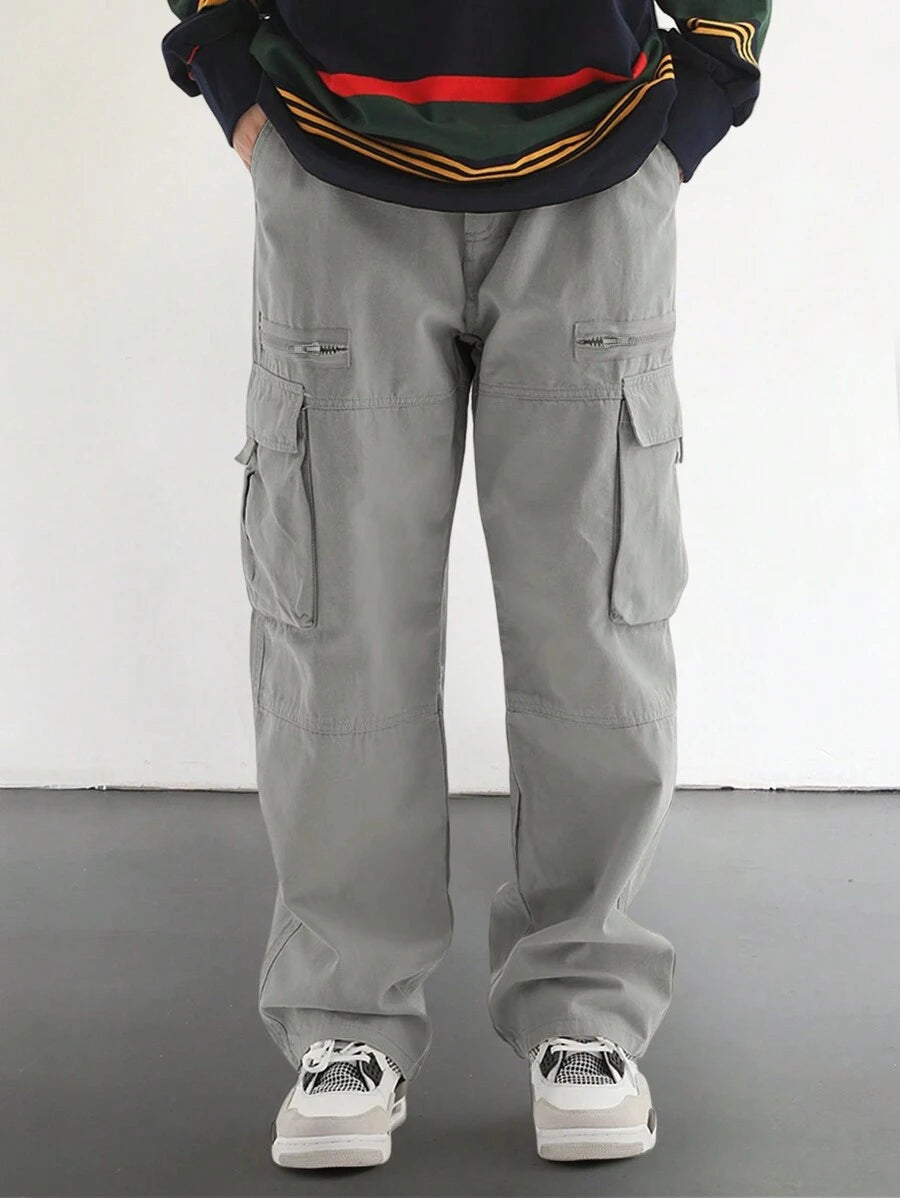 Pantalon cargo homme coupe ample avec poches rabat style décontracté