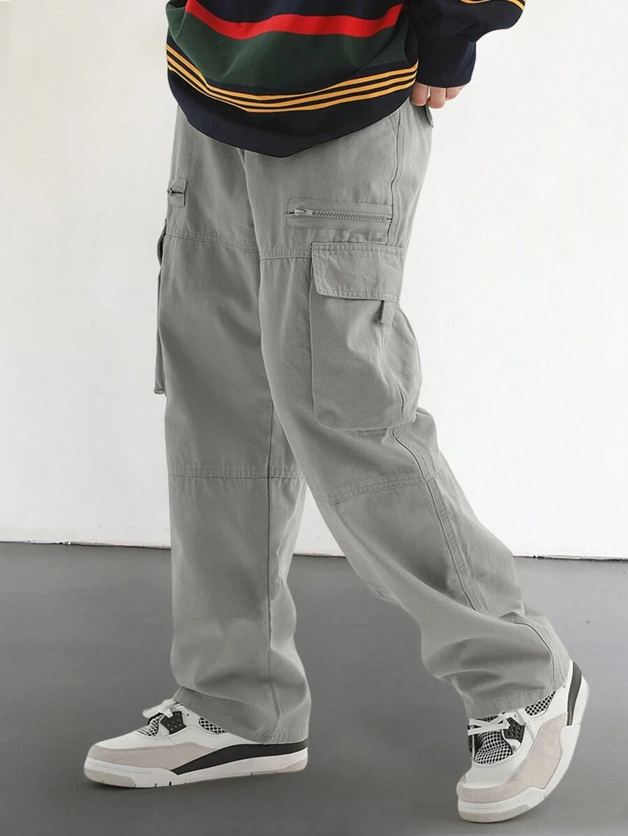 Pantalon cargo homme coupe ample avec poches rabat style décontracté