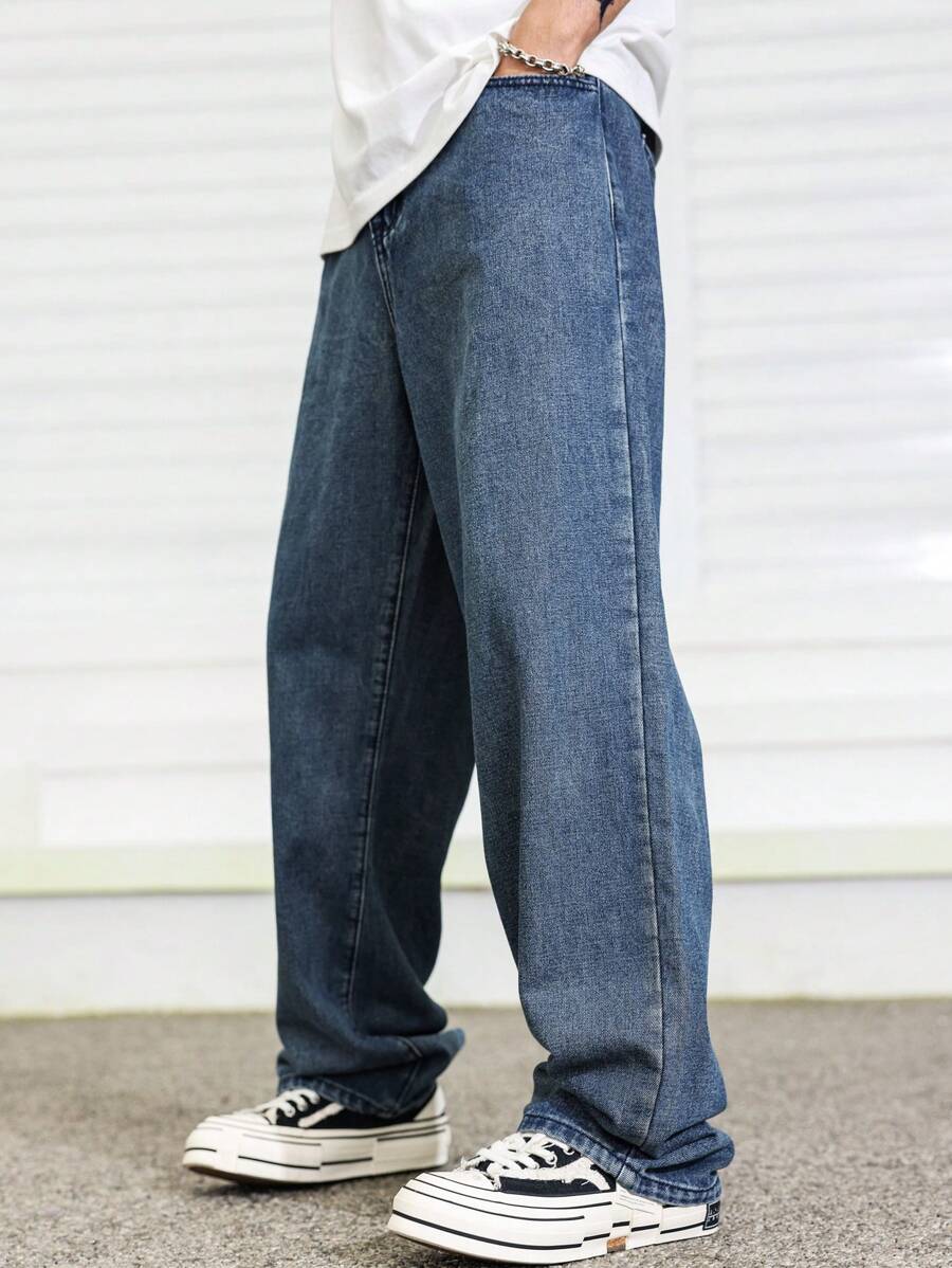 Pantalon ample droit pour homme – Denim décontracté à jambe large