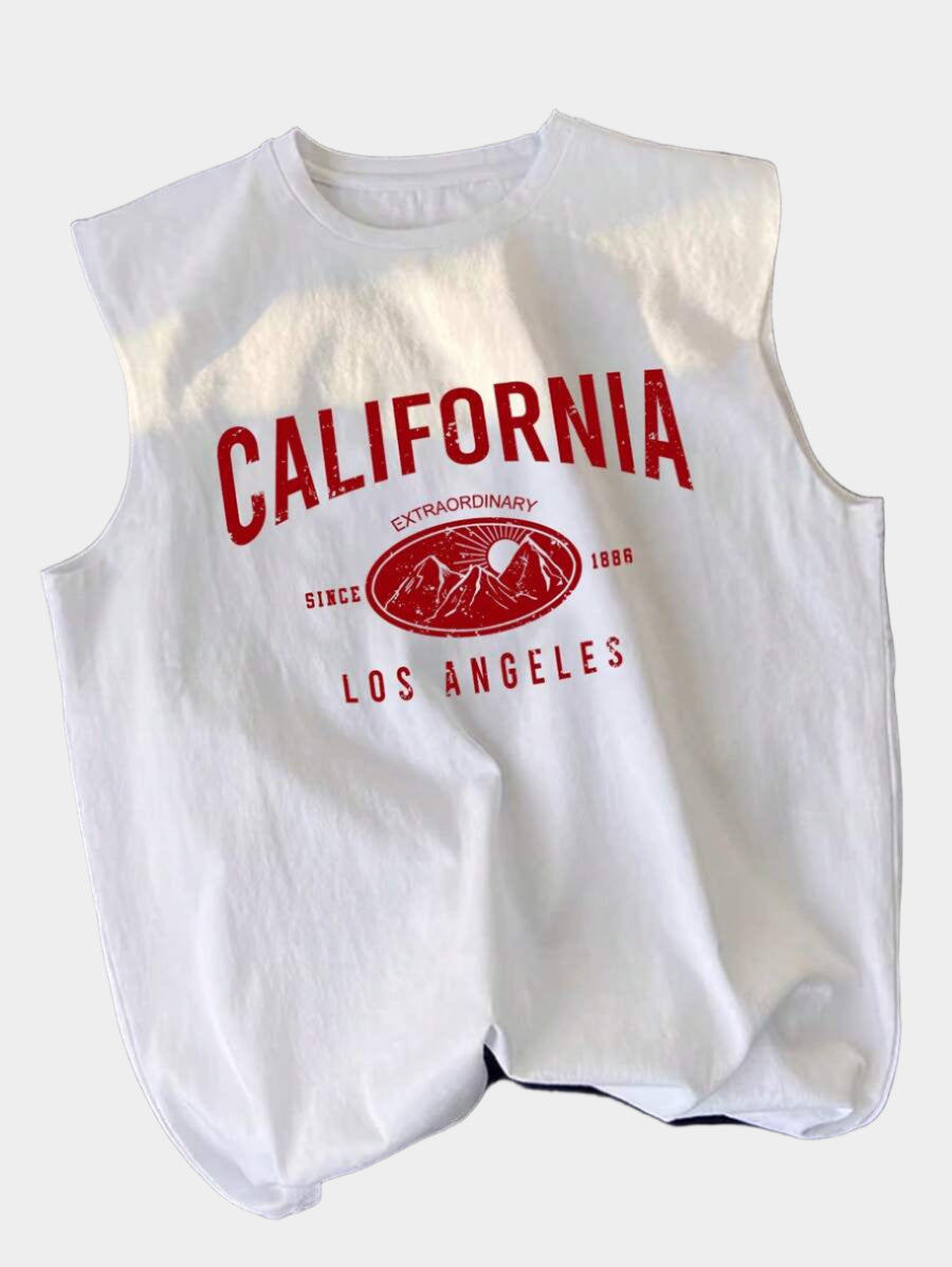 Chemise décontractée sans manches imprimée avec lettre graphique