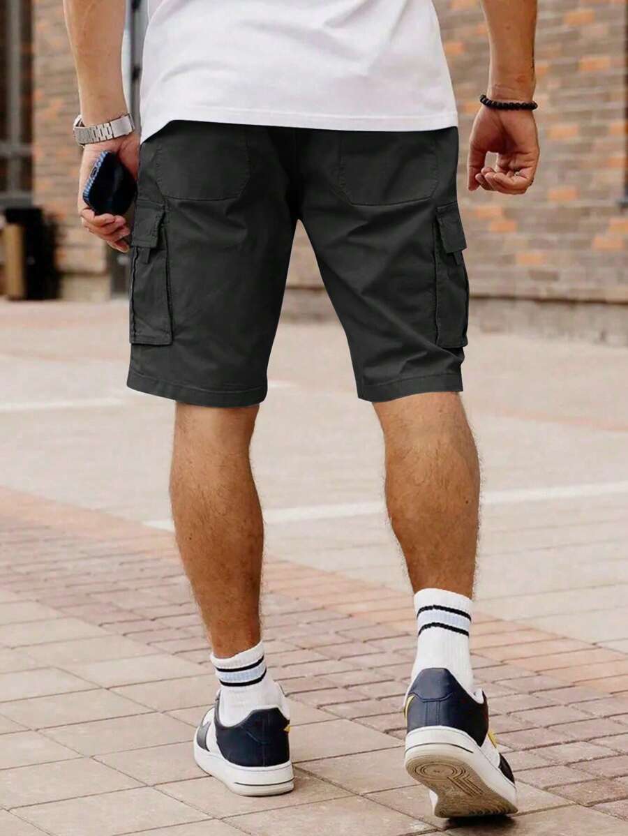 Shorts cargo pour hommes avec taille à cordon de serrage et poches latérales