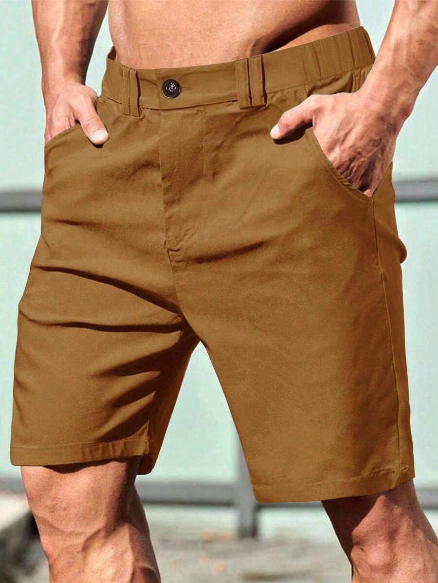 Bermuda athlétique taille haute avec bouton – Coupe streetwear pour homme