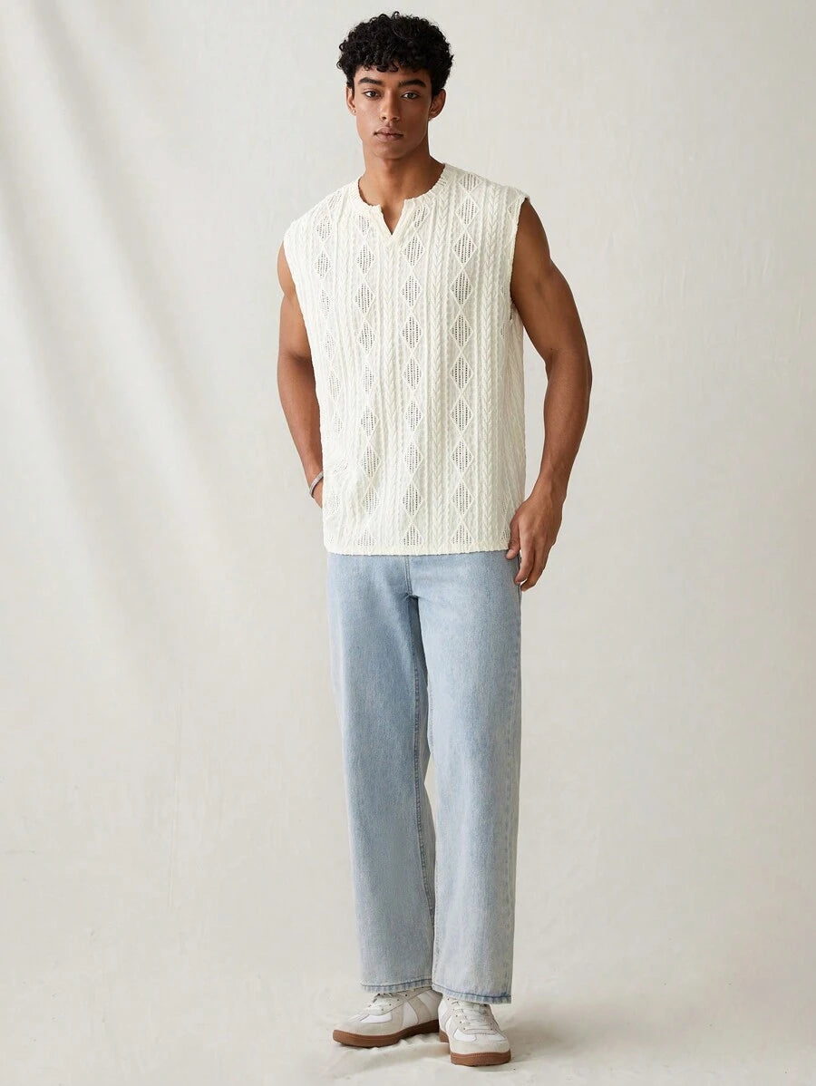 Chemise sans manches en tricot style western - Coupe ample pour un usage quotidien