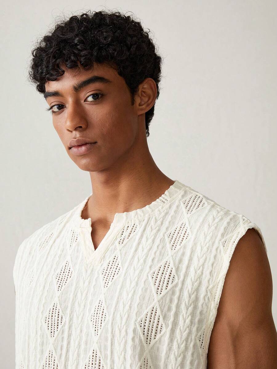Chemise sans manches en tricot style western - Coupe ample pour un usage quotidien