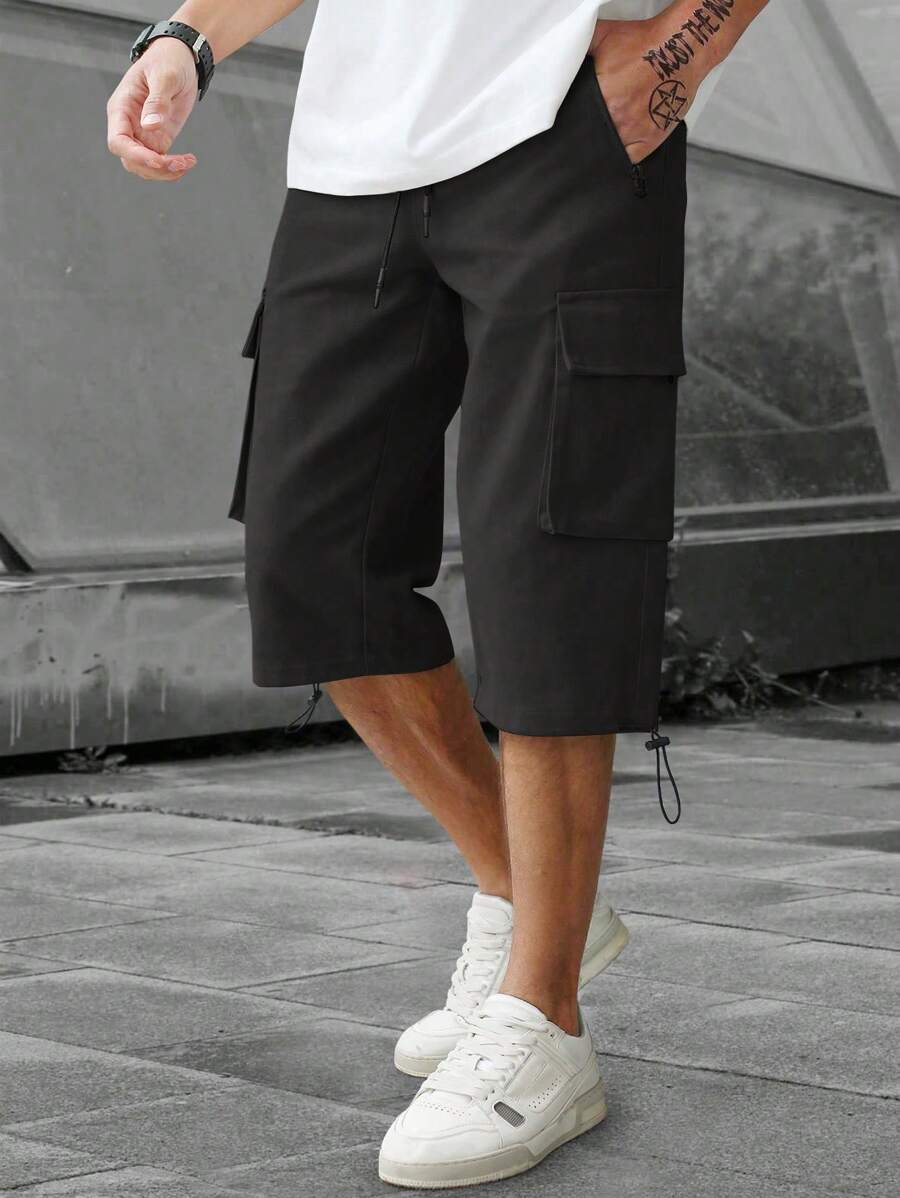 Short cargo décontracté à cordon de serrage pour homme – Utilitaire multi-poches