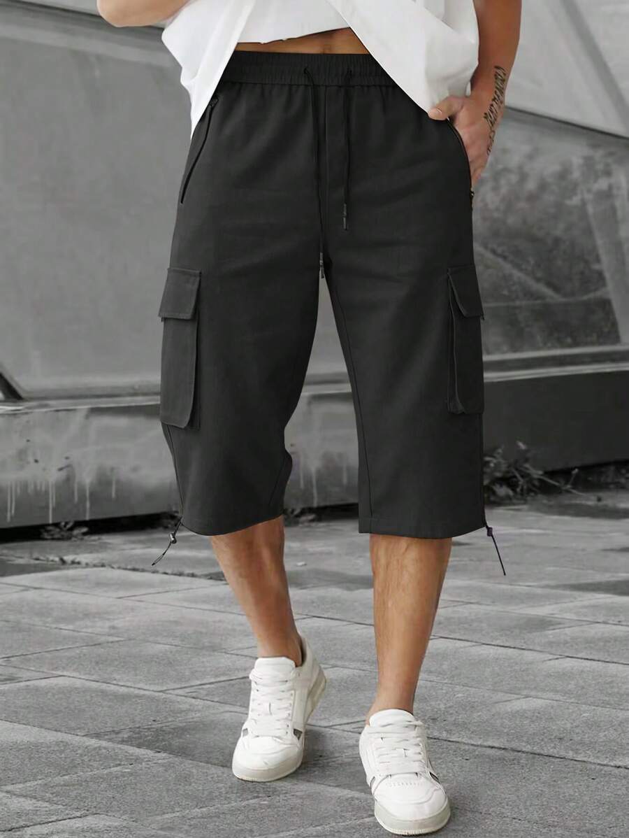 Short cargo décontracté à cordon de serrage pour homme – Utilitaire multi-poches