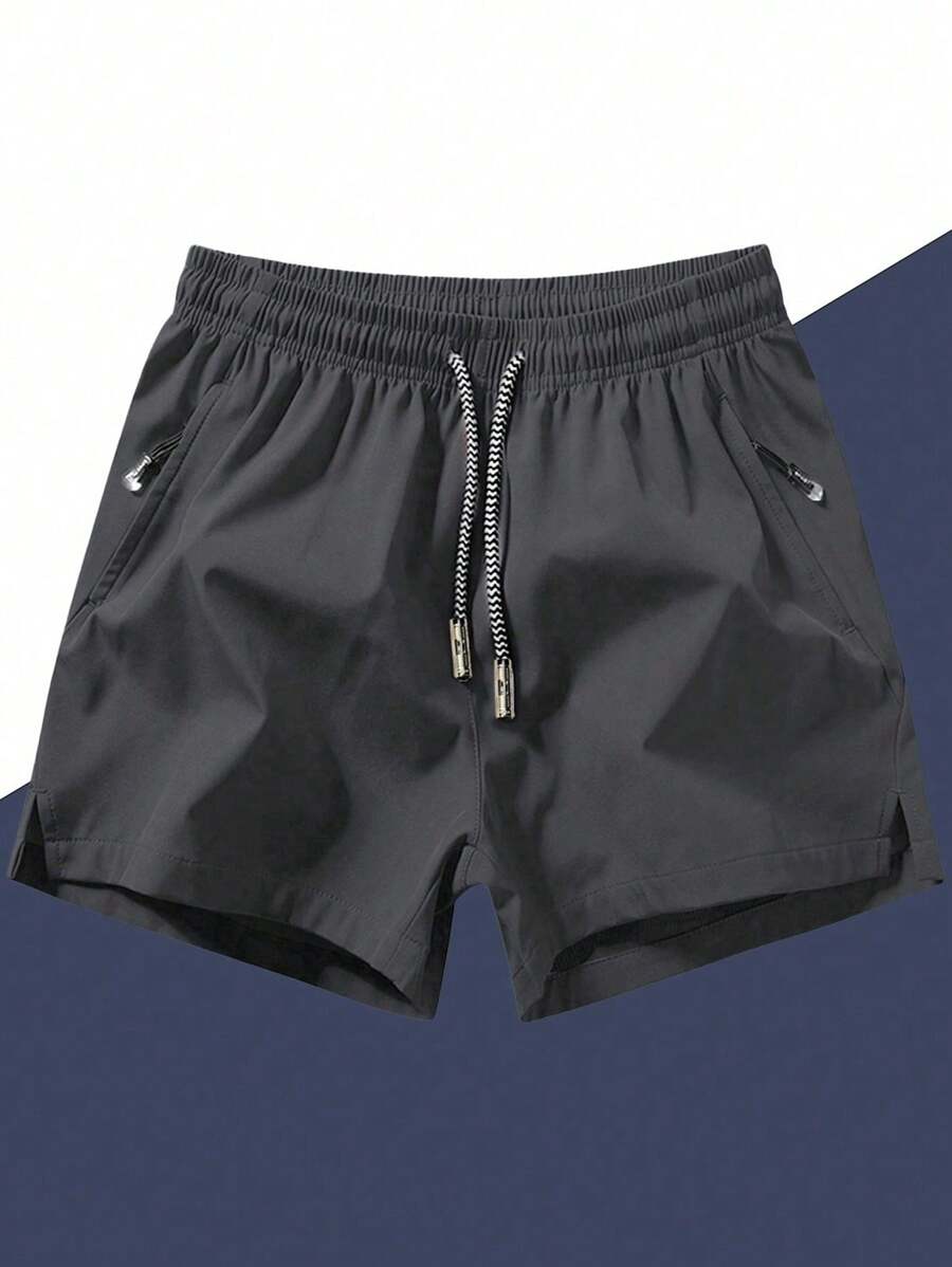 Shorts de sport taille élastique avec poches zippées et cordon