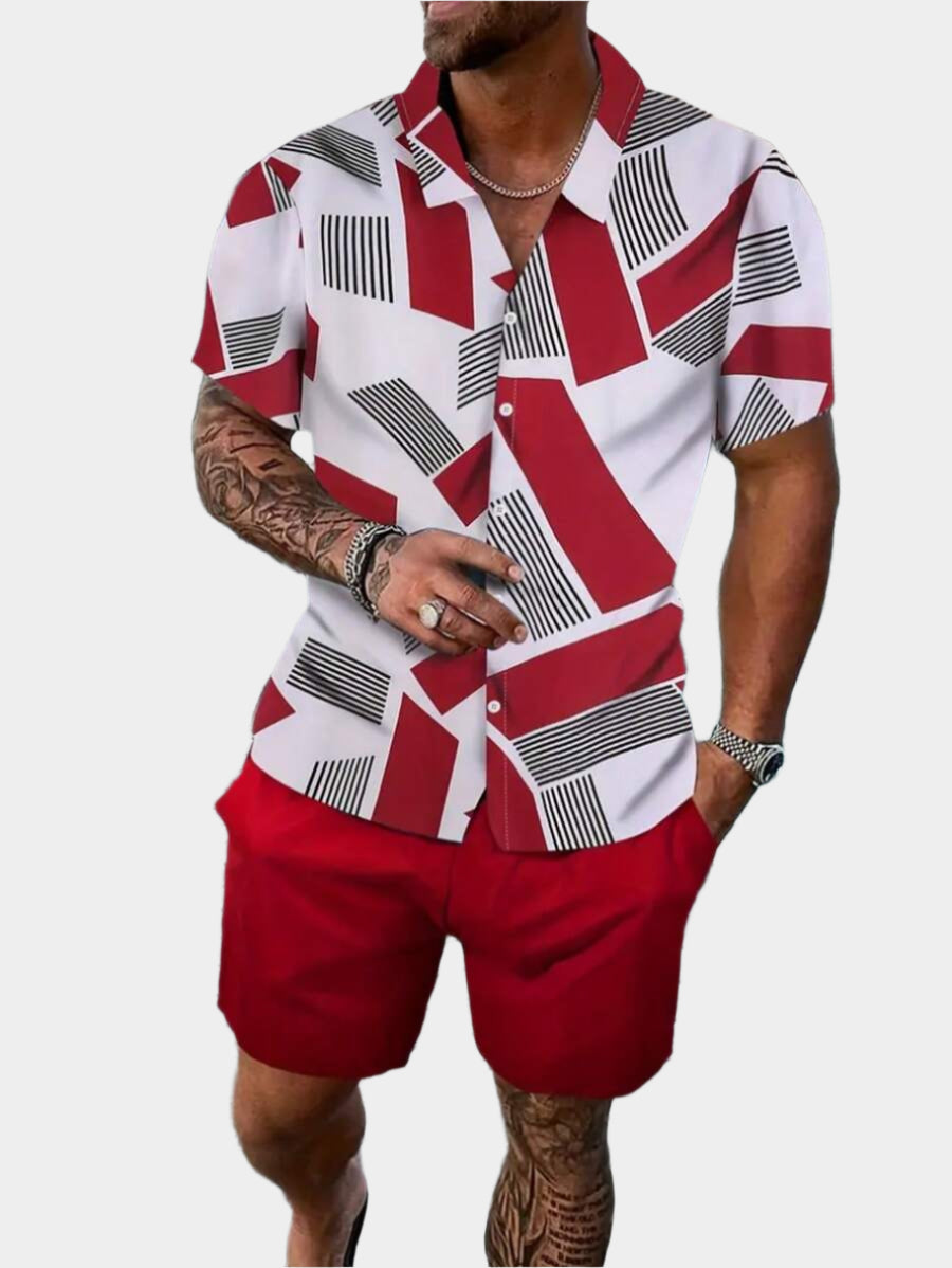 Deux ensembles pièces imprimé graphique moderne pour homme - vêtements d'été