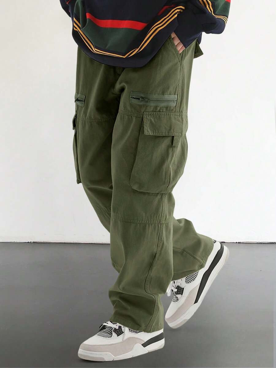 Pantalon cargo homme coupe ample avec poches rabat style décontracté