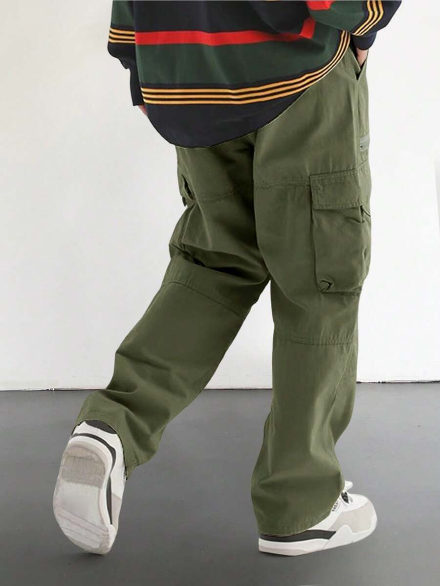 Pantalon cargo homme coupe ample avec poches rabat style décontracté