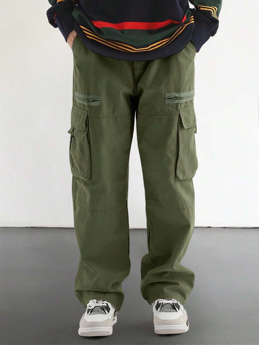 Pantalon cargo homme coupe ample avec poches rabat style décontracté