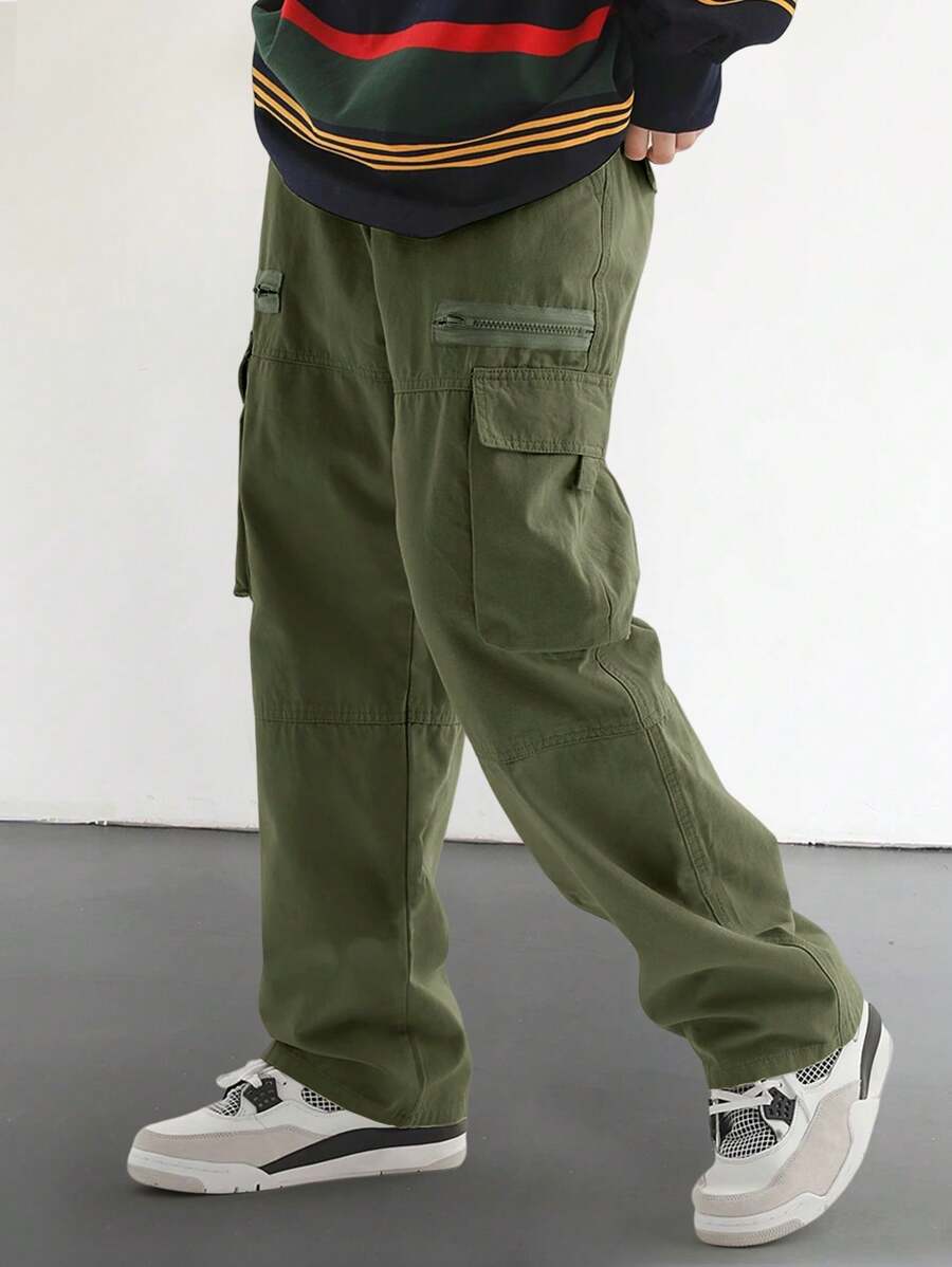 Pantalon cargo homme coupe ample avec poches rabat style décontracté