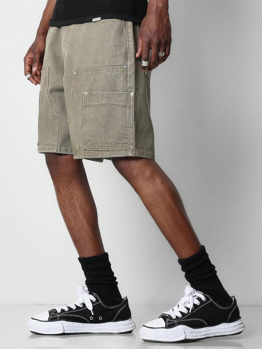 Bermuda en denim style charpentier – Coupe ample pour homme
