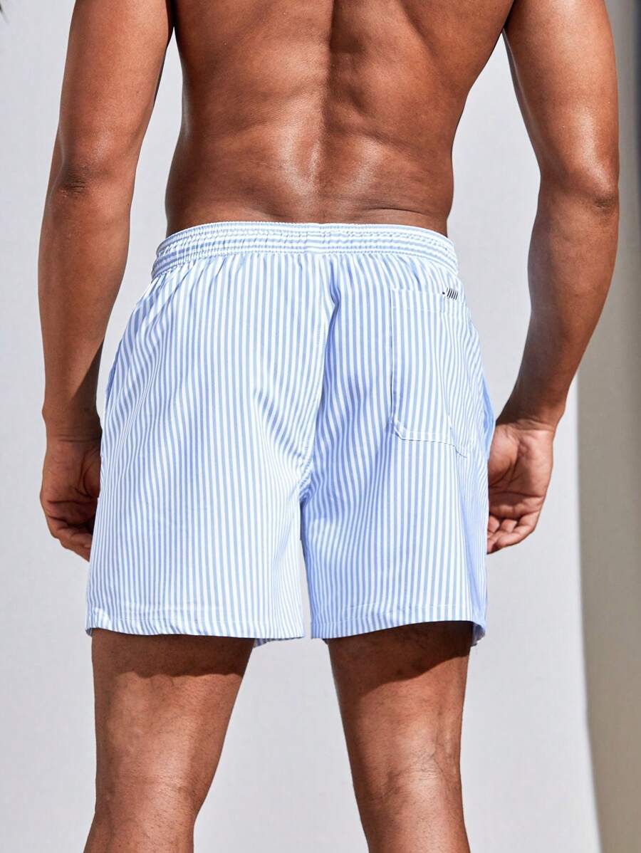 Short décontracté à taille élastique et rayures – Short à cordon pour homme