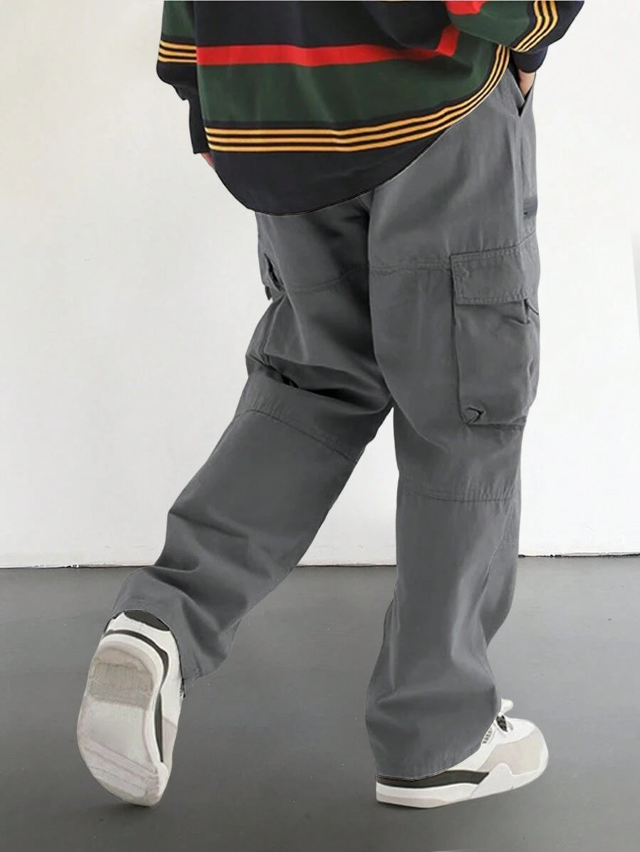 Pantalon cargo homme coupe ample avec poches rabat style décontracté