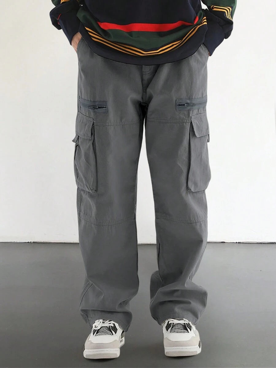 Pantalon cargo homme coupe ample avec poches rabat style décontracté