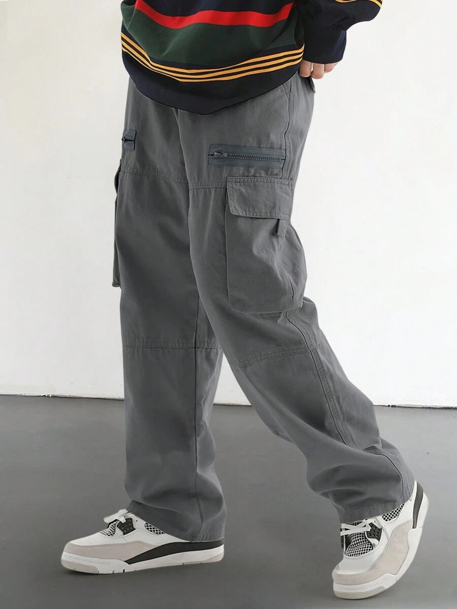 Pantalon cargo homme coupe ample avec poches rabat style décontracté