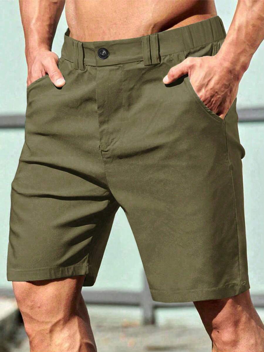 Bermuda athlétique taille haute avec bouton – Coupe streetwear pour homme